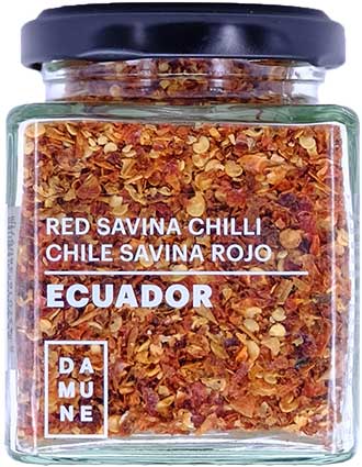 Chili-Flocken der Welt: Red Jalapeño, Chipotle, Ancho, Habanero Red Savina, Habanero Scoprion Trinidad und Carolina Reaper