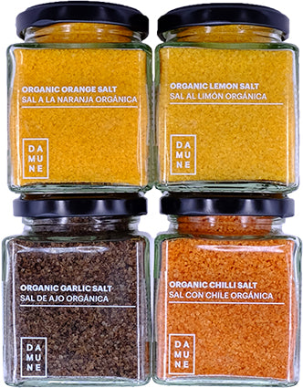 Set Organic Salts: Lemon, Orange, Garlic & Chilli