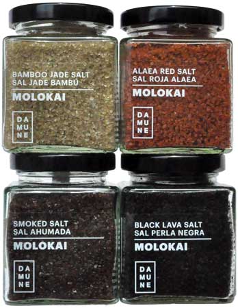Gourmet Salt Hawaii-Molokai: Black Lava, Red Alaea, Bamboo Jade, Smoked